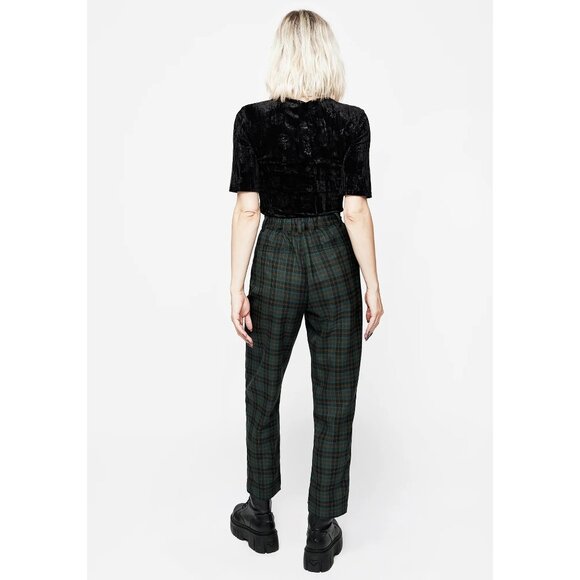 DISTURBIA Nightingale Green Plaid Tapered Trousers Size 10 NEW NWT - Picture 4 of 4